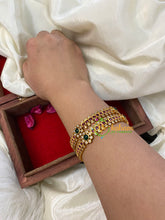 Gold Look Alike AD Stone Bangles-Floral-G5063